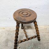 Turned wooden tripod stool