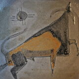 Deep dish ceramic décor to the bull Vallauris