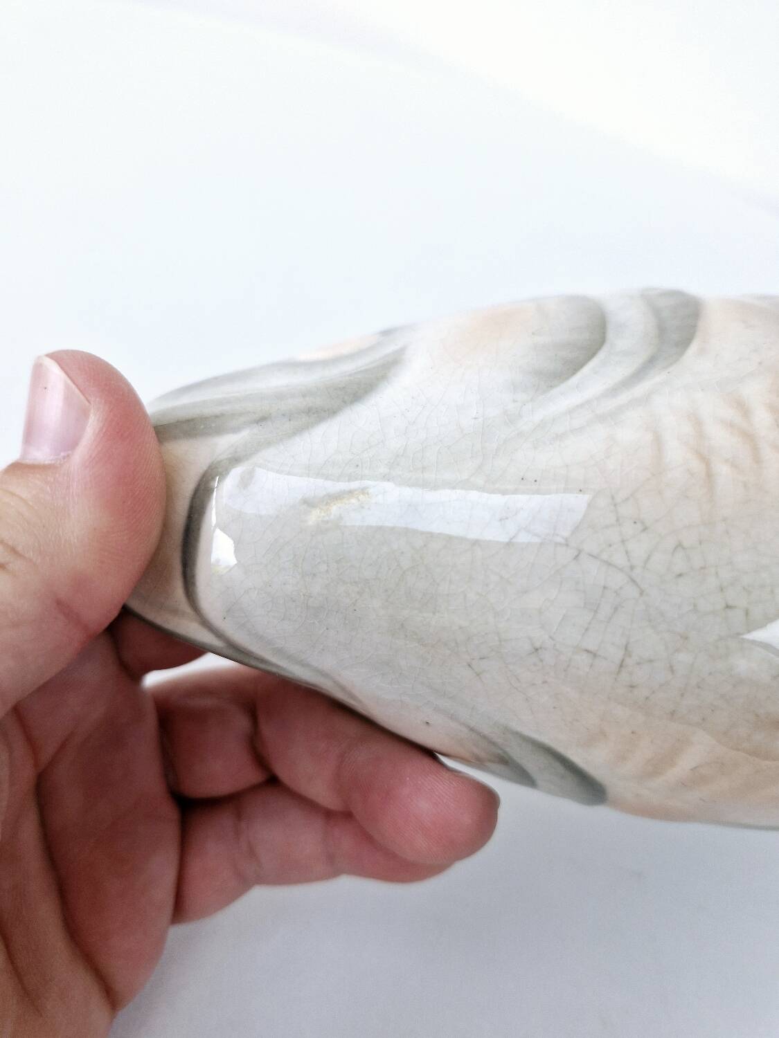 Gravy Boat With Handle Old Earthenware Ceramic Sarreguemines Salmon Fish Shape