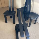 Set of 4 chairs black leather Pietro Constantini Italy 1970