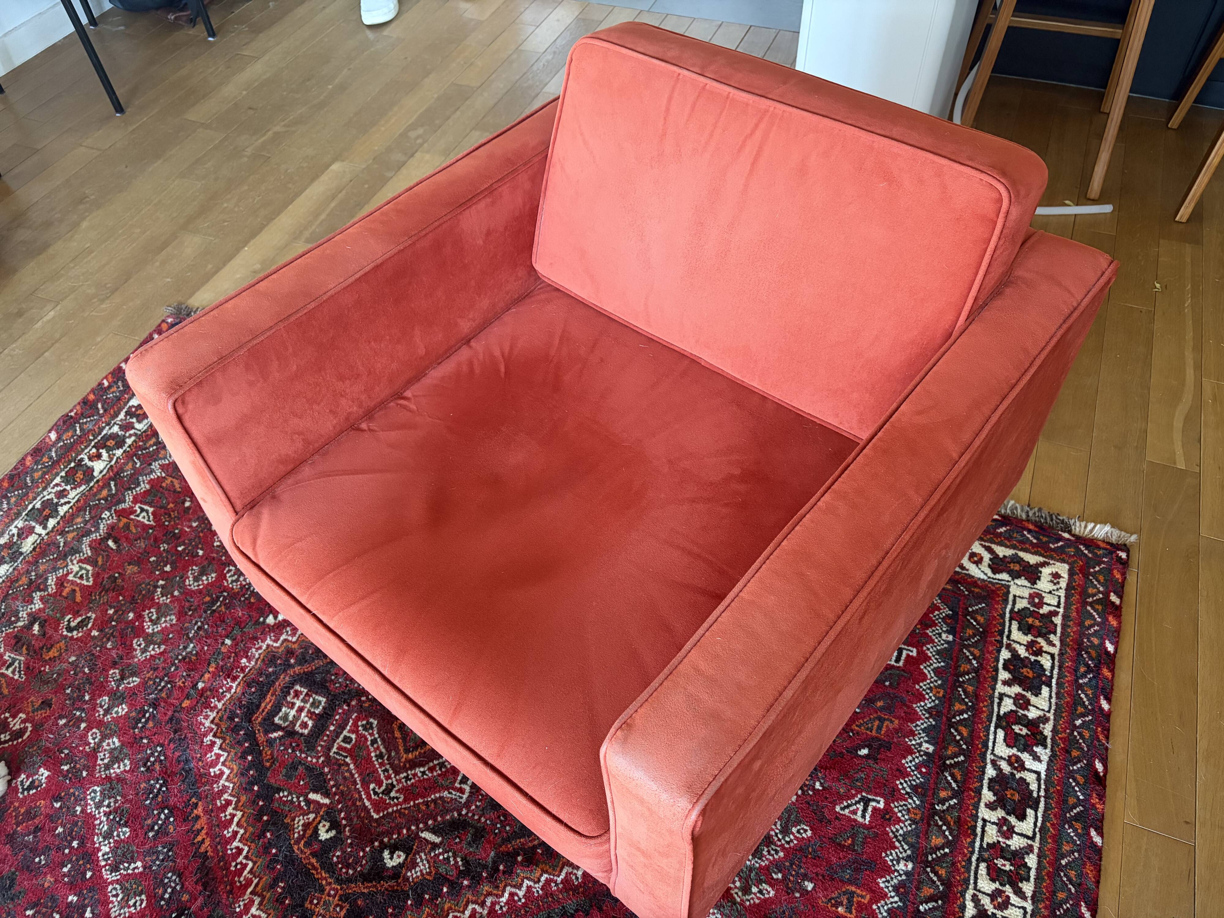 Wind armchair in caramel/brown velvet