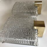 Pair of glass slab and brass design sconces 70