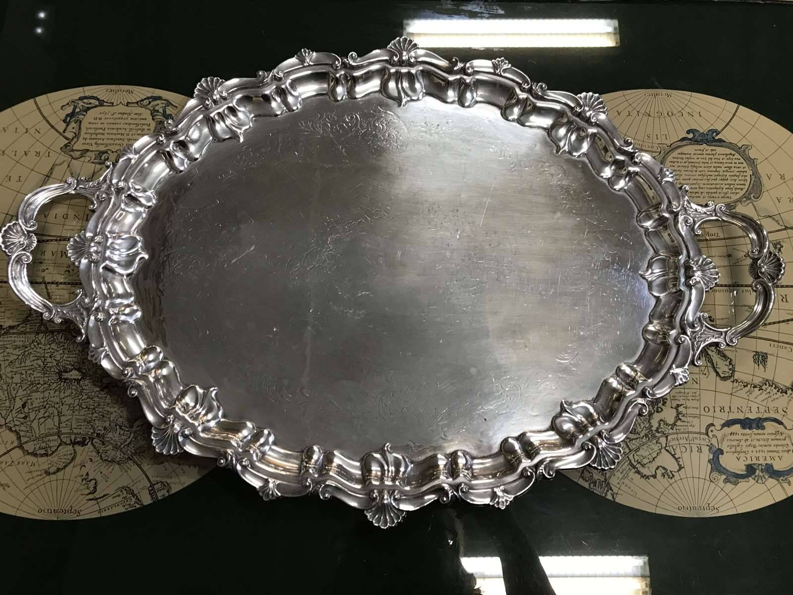 Large English silver plated tray from the 1930s