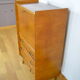 Secrétaire pieds compas & chêne doré vintage 1950
