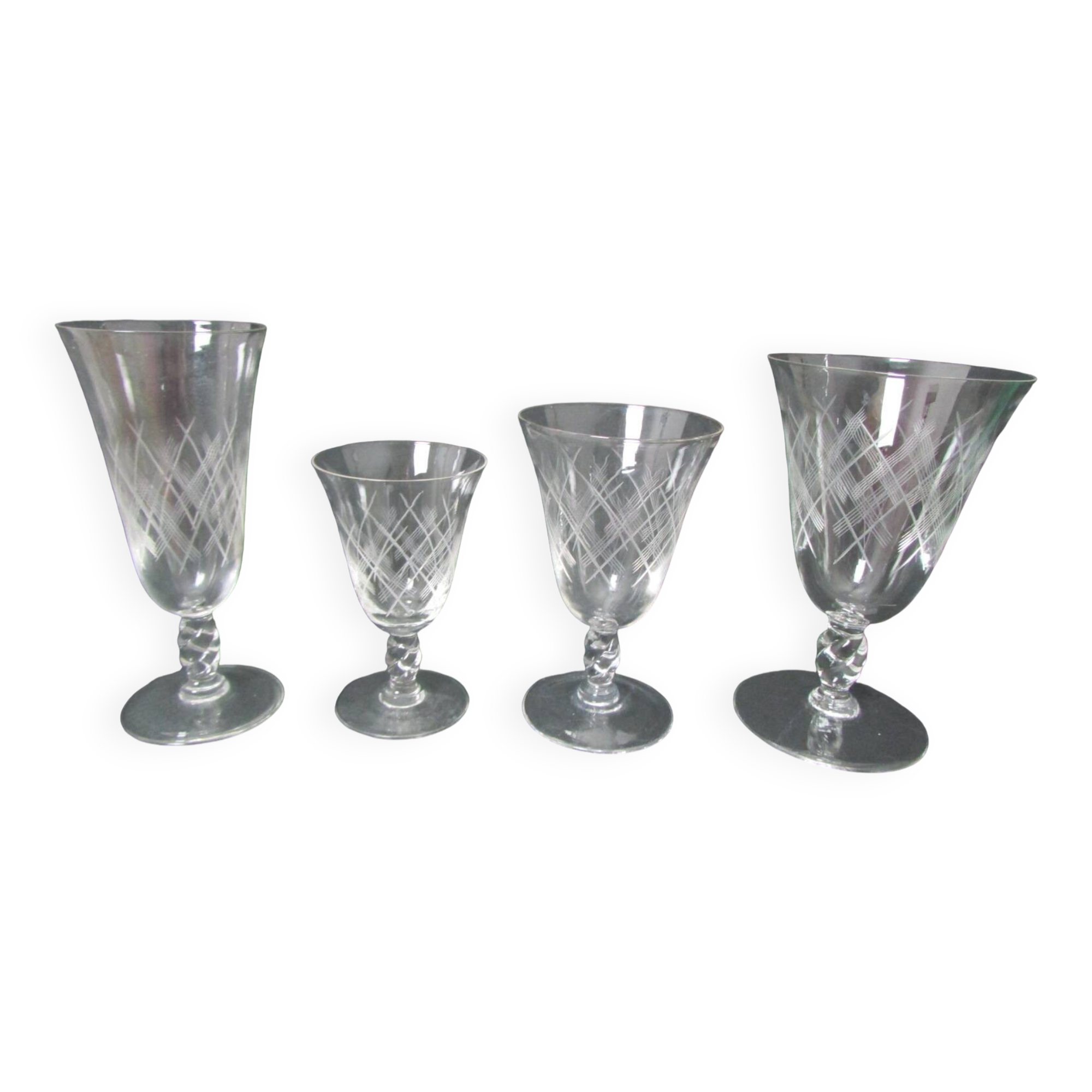 Set of 29 stemmed glasses, flared shape