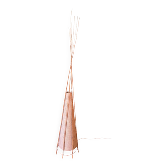 Tipi bamboo and rattan floor lamp