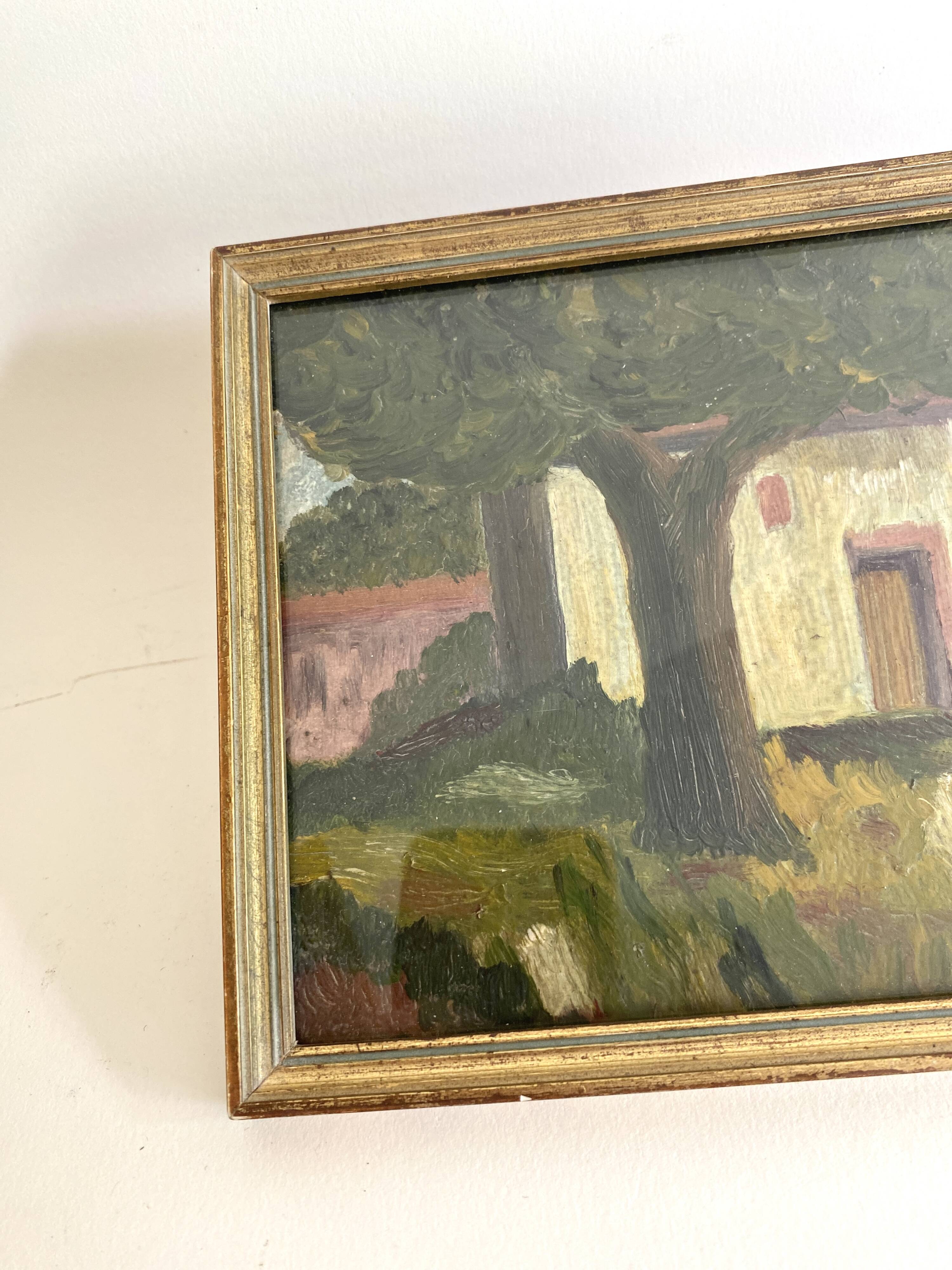 Oil circa 1900, wooden frame and glass