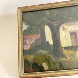 Oil circa 1900, wooden frame and glass