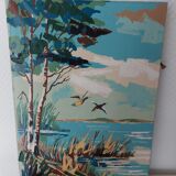 Oil on canvas flight of ducks
