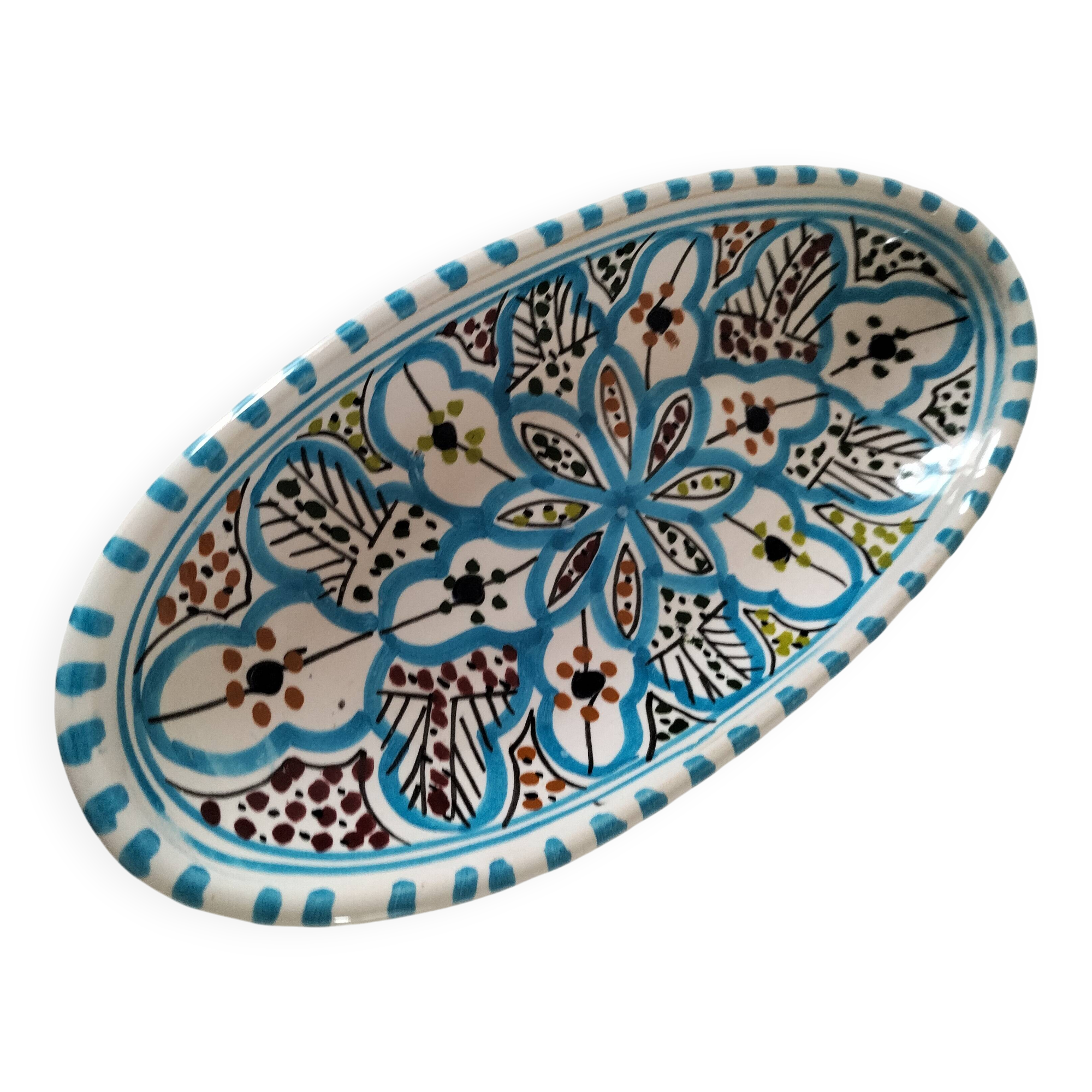 Moroccan glazed ceramic dish, Safi craftsmanship style