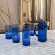 Service of blue blown glass lemonade, dotted pattern.