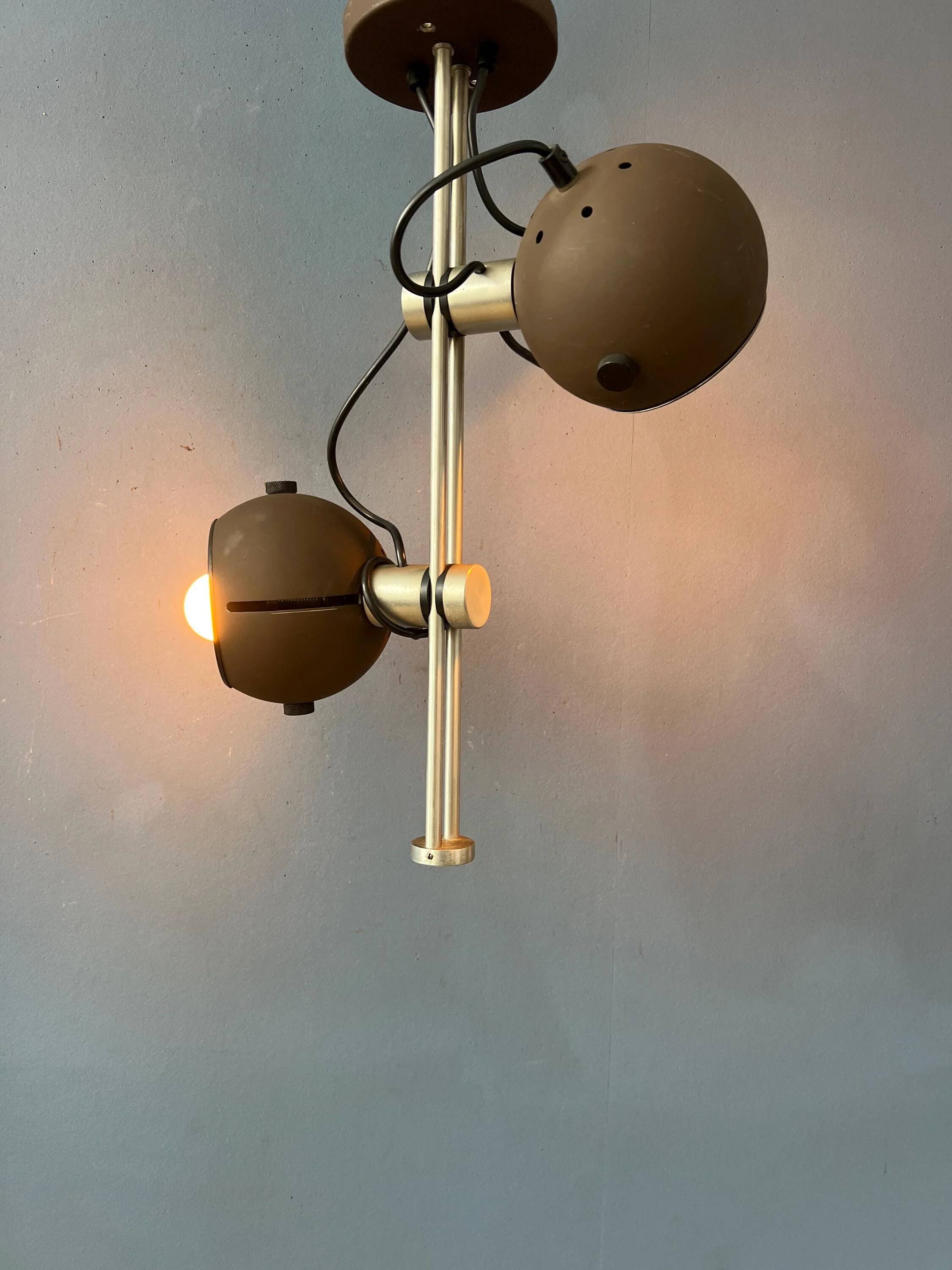 Brown ceiling light - Space Age fixture - vintage eyeball lamp
