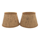 Pair of vintage burlap and braid lampshades