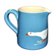 Soufflenheim terracotta pottery pitcher with blue goose decor