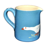 Pichet en terre cuite de Soufflenheim bleue et décoré d'oies