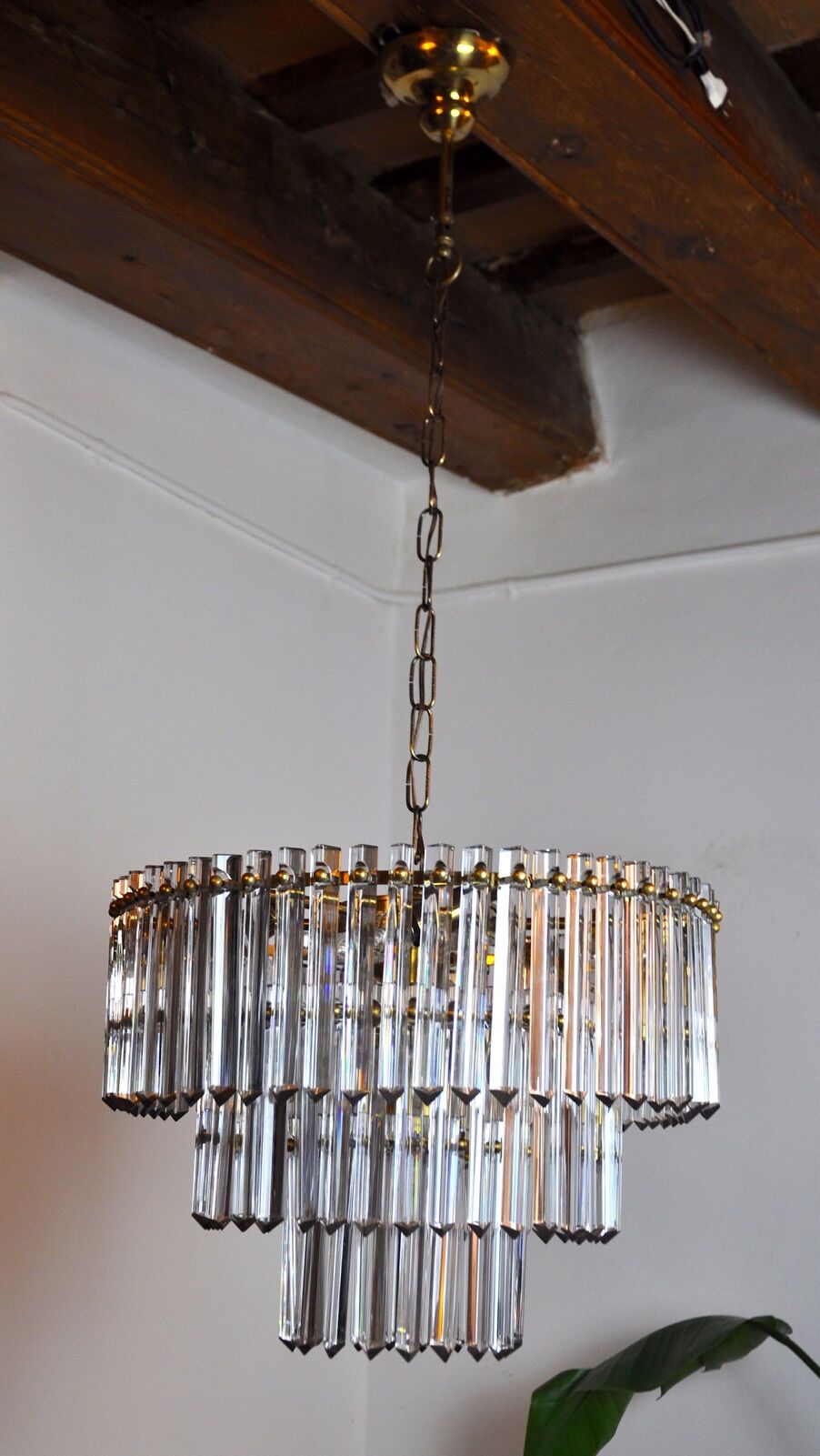 Chandelier Murano iridescent glass Venini, 3 levels, Italy, 1960