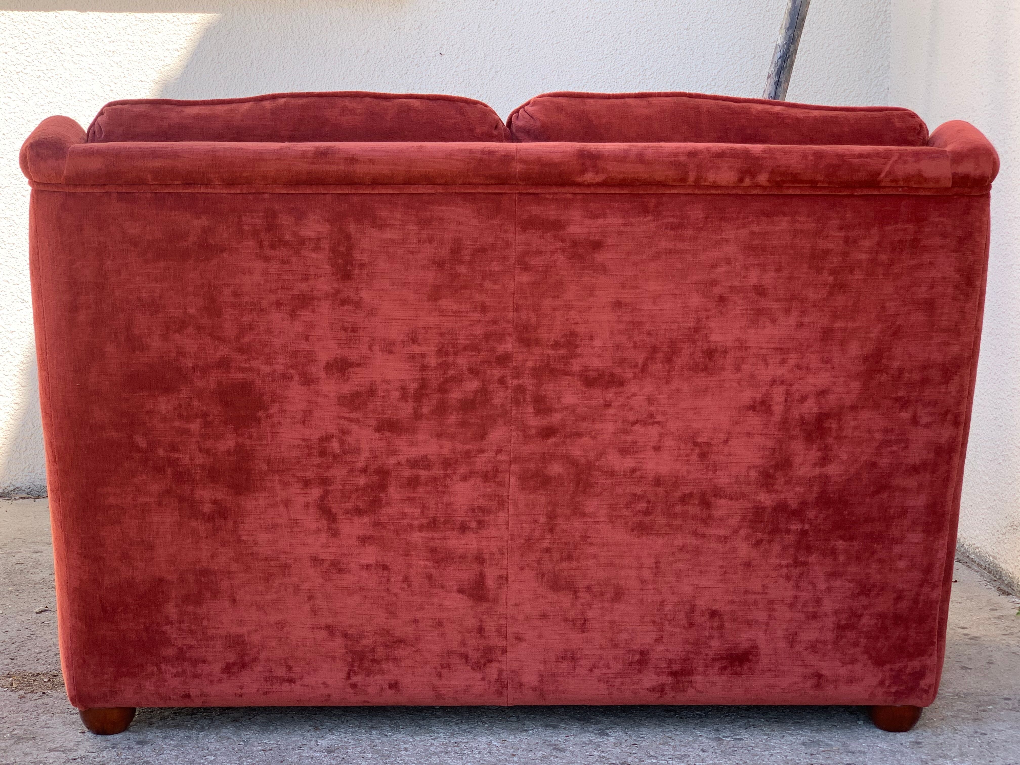 Coral velvet toad sofa