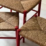 3 nesting stools in red wood e size, Italy 1970