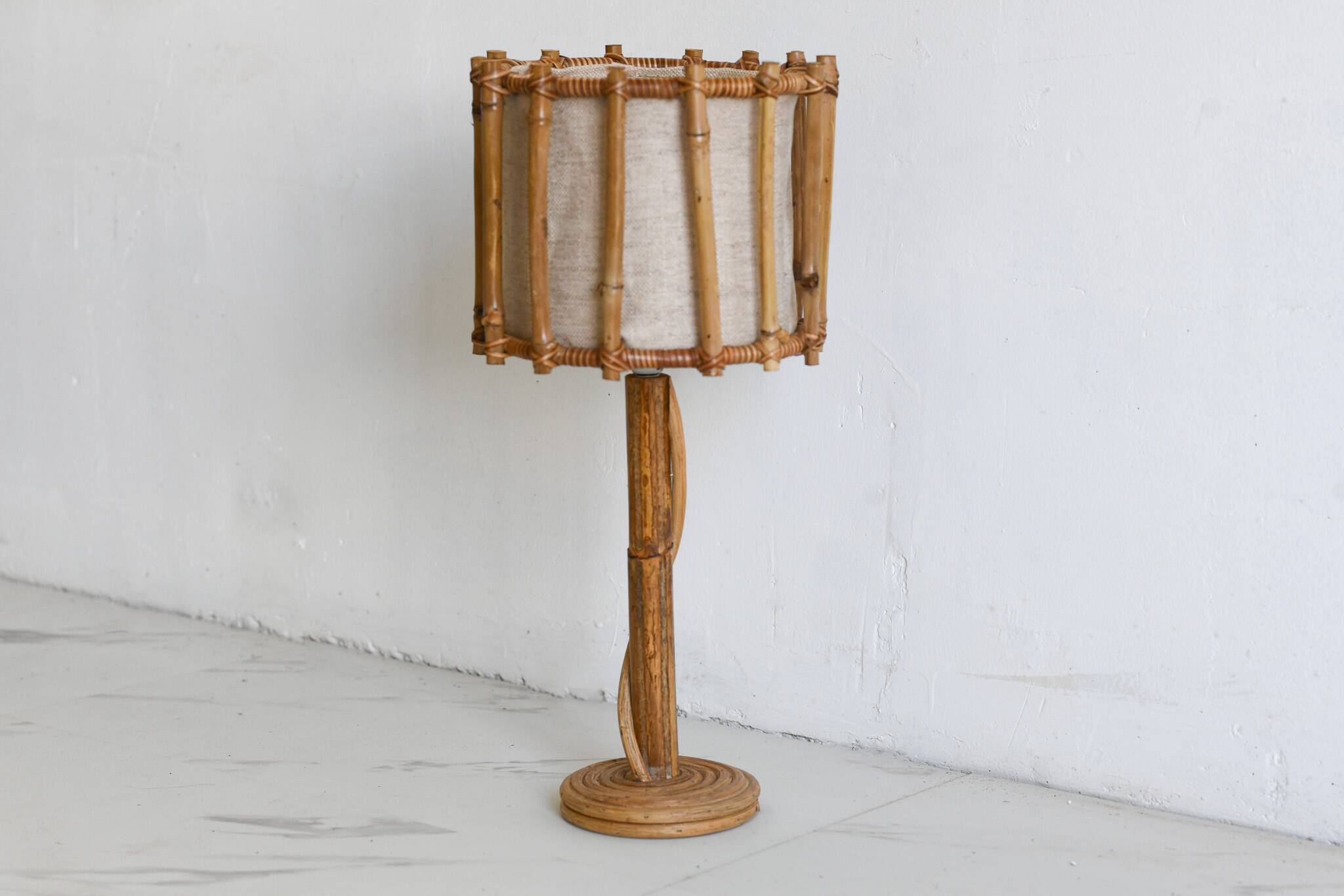 Vintage Bamboo Table Lamp, Organic Bamboo Lamp