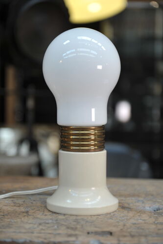 Lamp Design Shape Bulb in metal and glass 1970