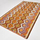 6x9 Orange Green Tribal Vintage Kilim Rug, 177x290Cm