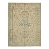 Hand-knotted anatolian vintage 1970s 263 cm x 348 cm beige wool carpet