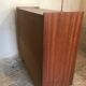 Vintage storage cabinet teak veneer sliding door compass feet