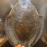 6 vintage Pasabahce clear glass fish plates