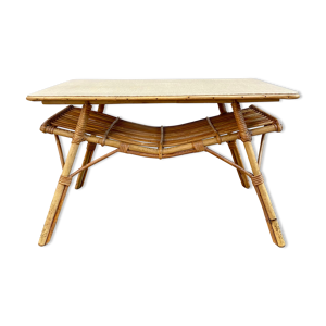Table basse rotin vintage