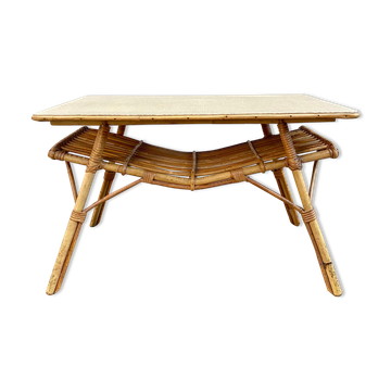 Table basse rotin vintage