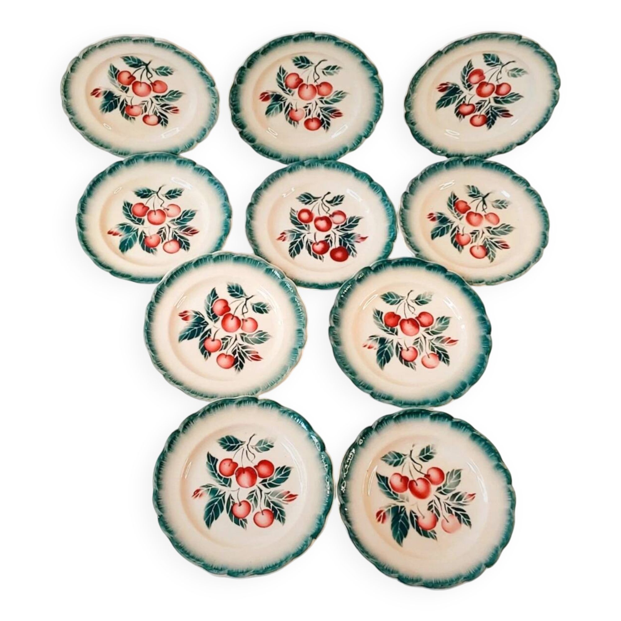 Badonviller ''Bouquet of cherries'' dessert plates