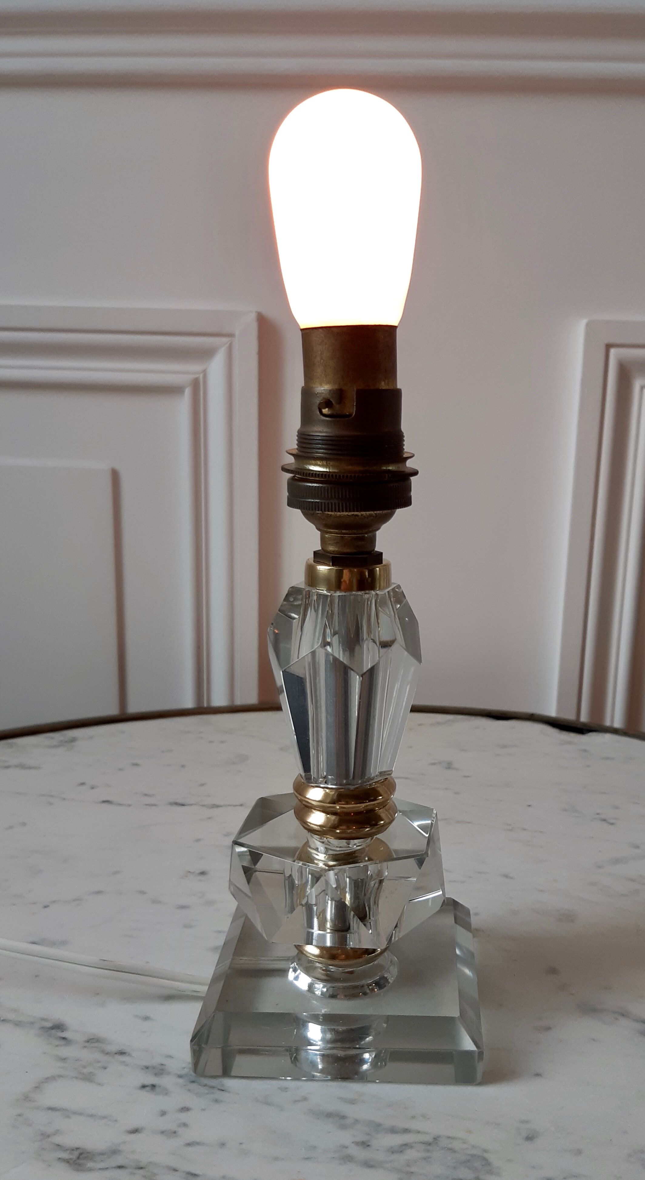 Crystal lamp foot and brass 30s