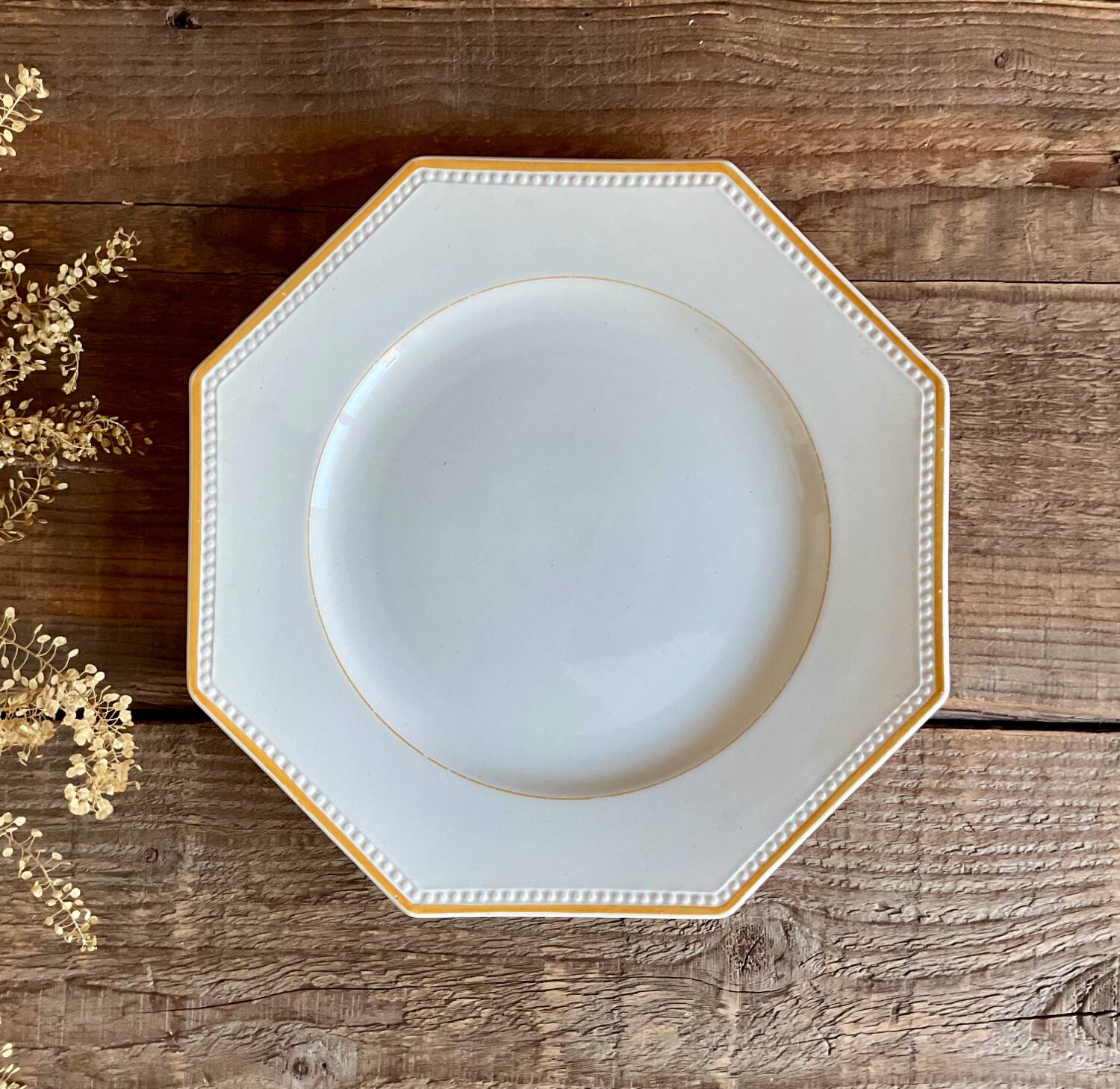 4 Sarreguemines octagonal beaded plates