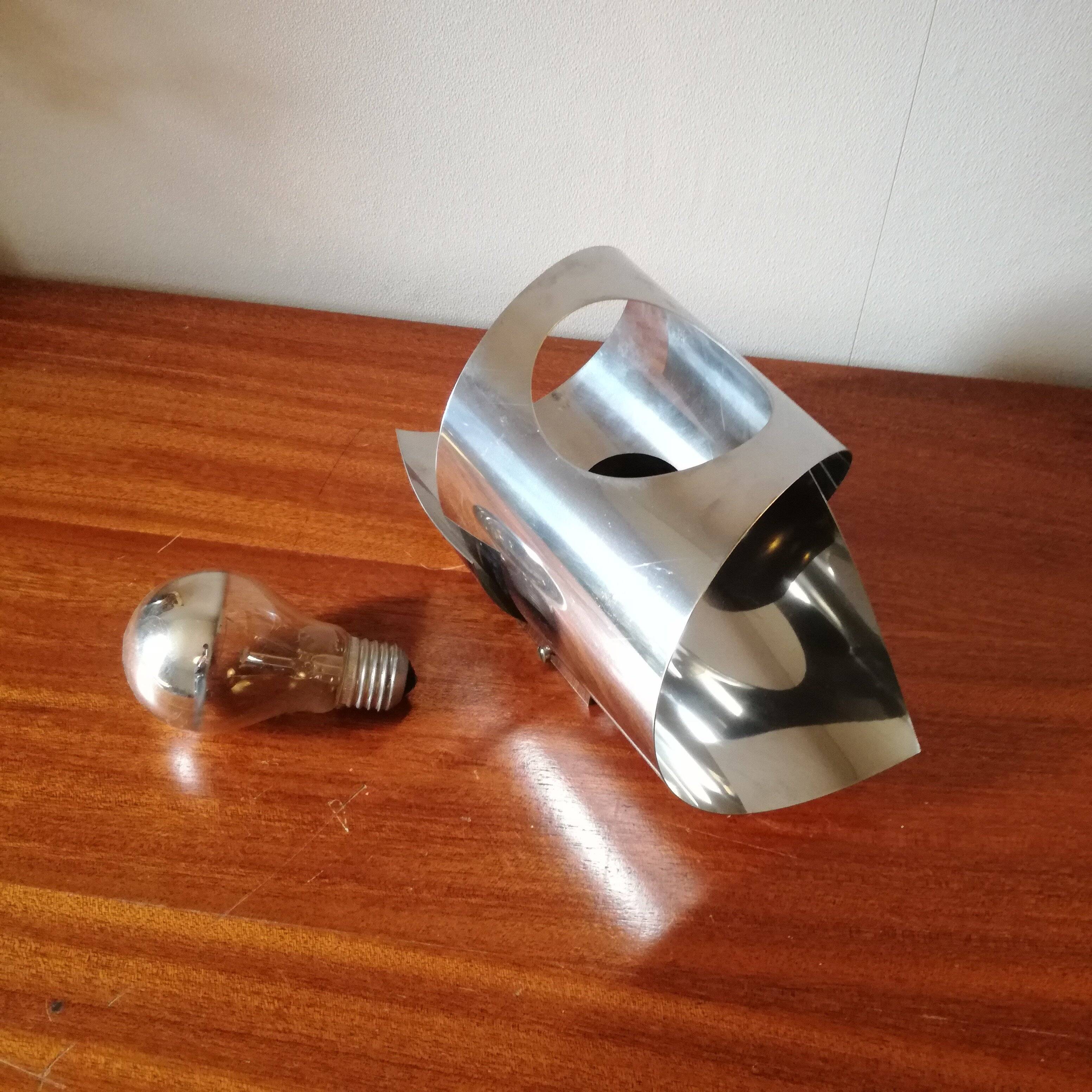 Space Age polished stainless steel wall light from the 1970s