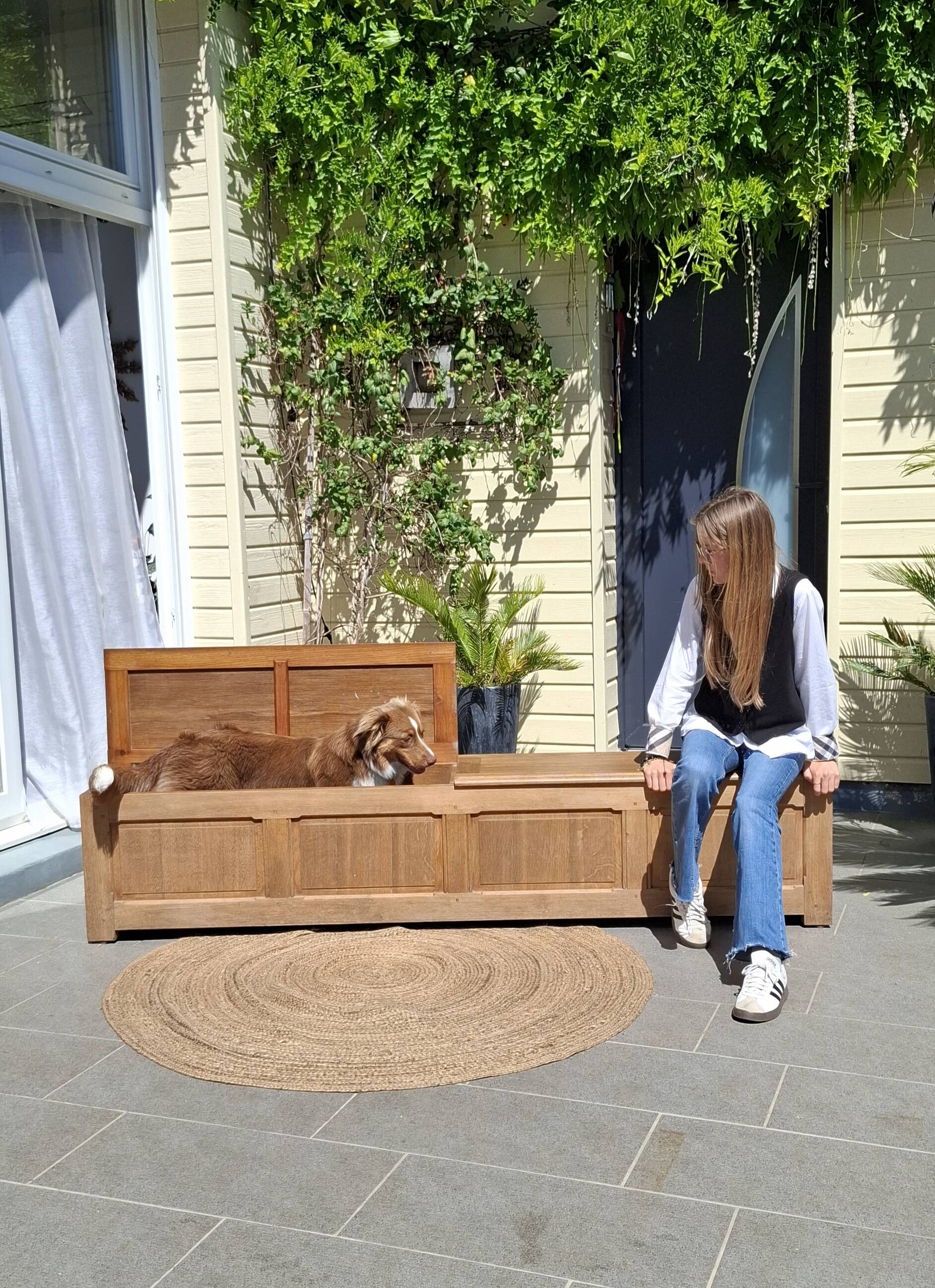Renovated oak storage bench