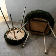 Chaise et tabouret tripode "moumoute" marque Pelfran, vers 1970