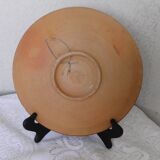 Decorative plate in engraved and painted terracotta signed verdo