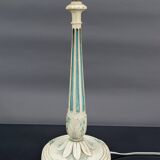 Art Deco wooden lamp painted in white and patinated blue, France, Circa 1920