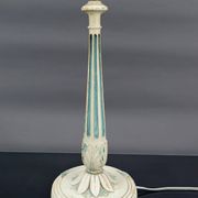 Art Deco wooden lamp painted in white and patinated blue, France, Circa 1920