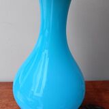 Pied de lampe opalin bleu et bronze