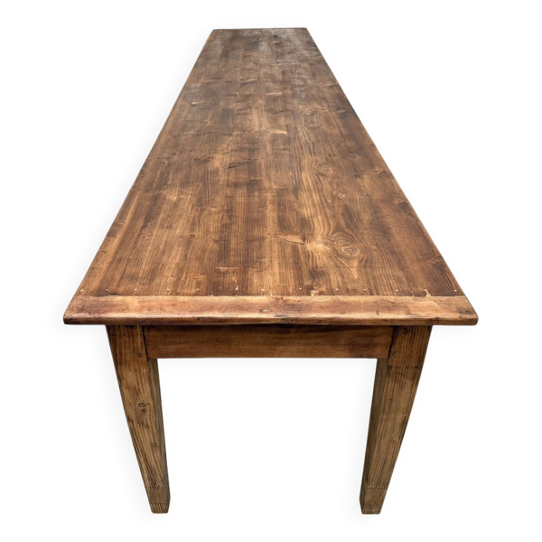 Table de ferme XXL 4 mètres en pin massif - 6 pieds - Années 50