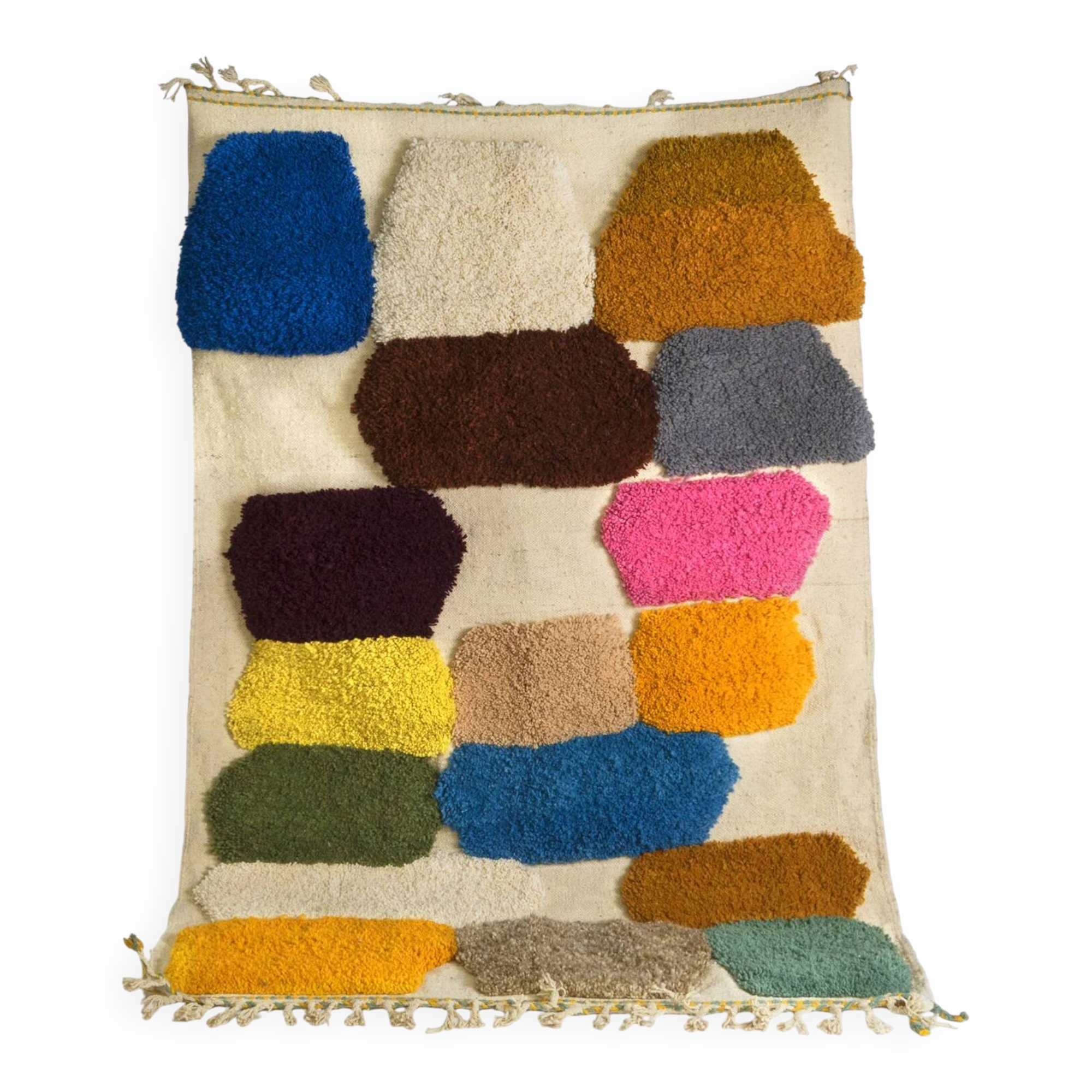 Vintage Moroccan rug with pop colours from the 1970s.