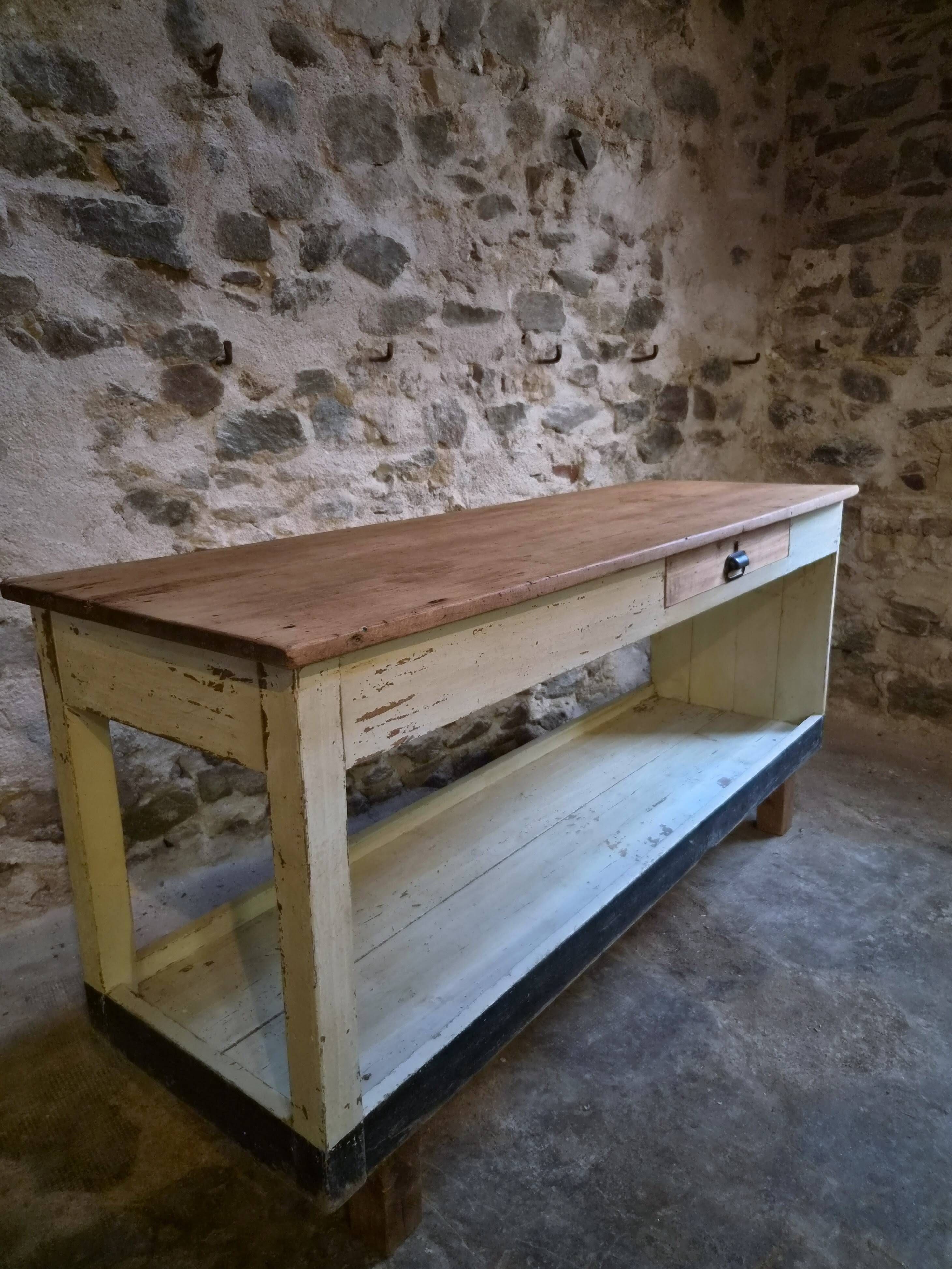 Table de drapier vintage / Îlot de cuisine – Années 1930