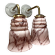 Pair of marbled pink opaline wall lights