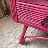 Vintage pink rattan chest of drawers