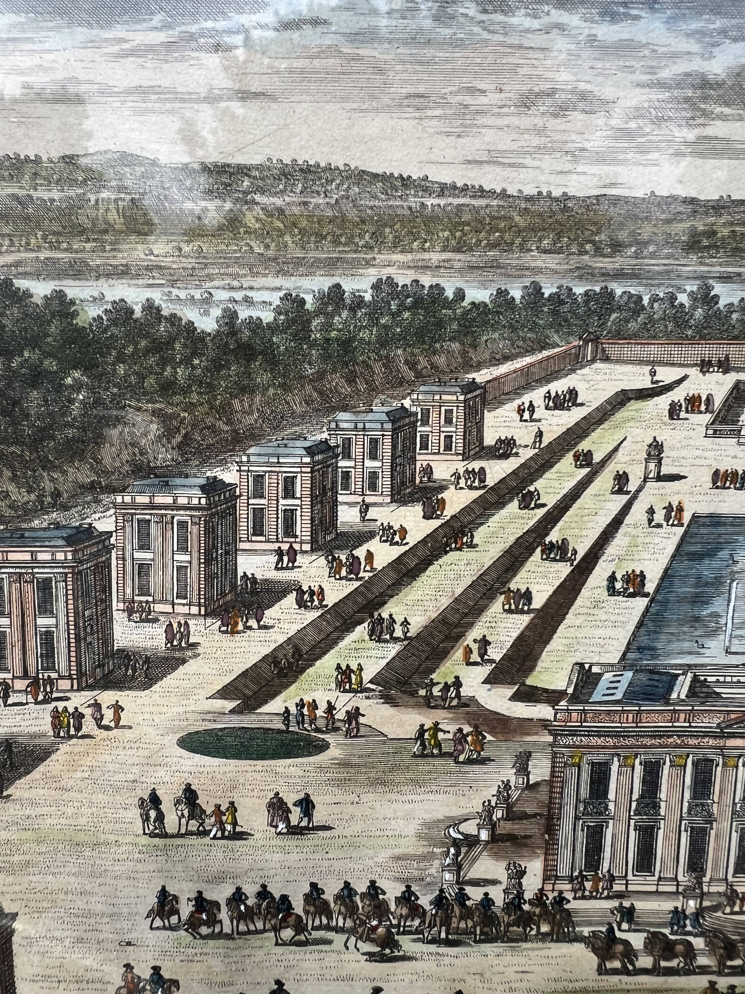 18th century optical view – Château de Marly – Old engraving