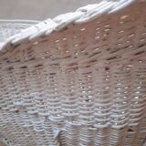 Wicker and painted wood baby cradle