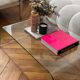 Vintage coffee table in curved corrugated tempered glass minimalist design