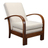 Fauteuil convertible Art Déco en bouclé, Tchécoslovaquie, années 1940.