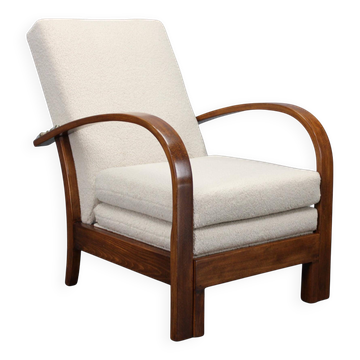 Convertible Art Deco bouclé armchair, Czechoslovakia, 1940s